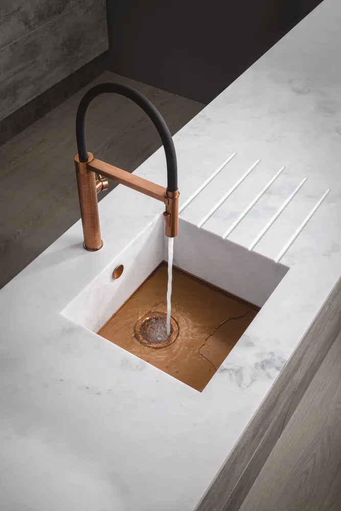 Carysil Surfaces Minerva Carrara White Integrated Copper Large