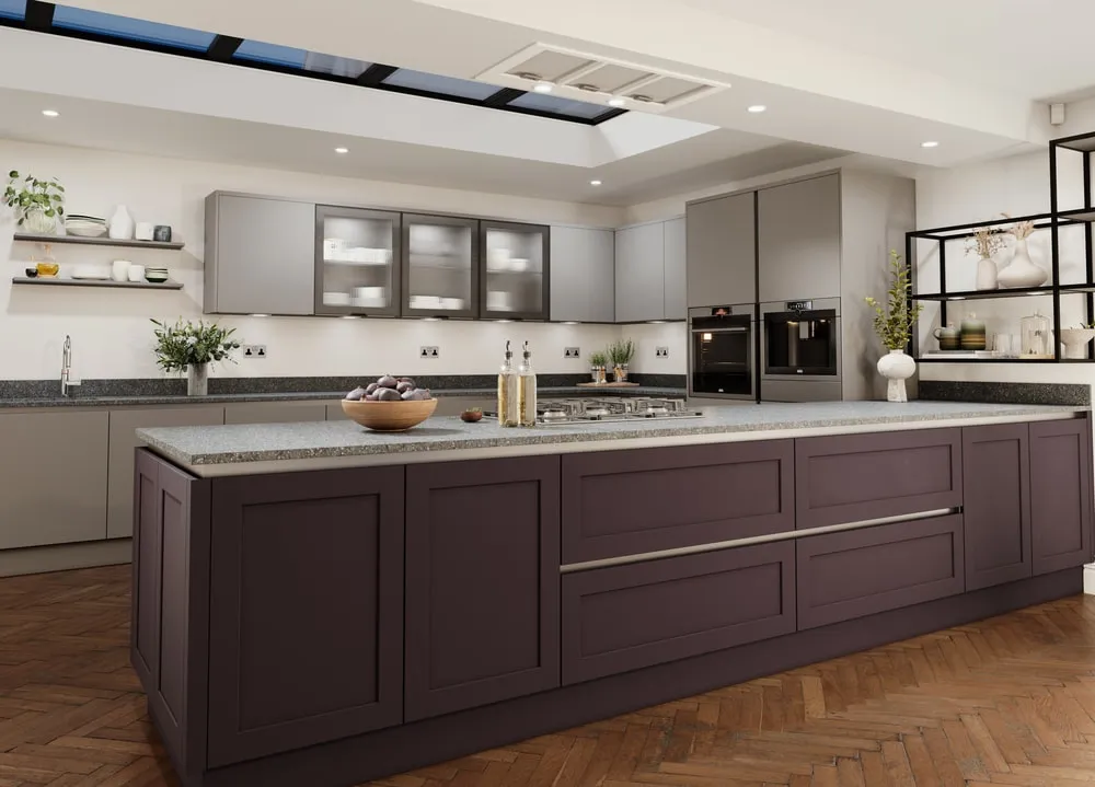 FORM Elswick Damson & Mala Matt Platinum Grey – Reeded Glass Doors
